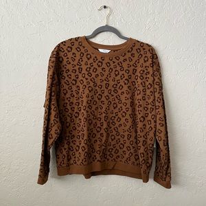 Time And Tru Leopard Print Crewneck Swing Sweatshirt - Size M - NWT